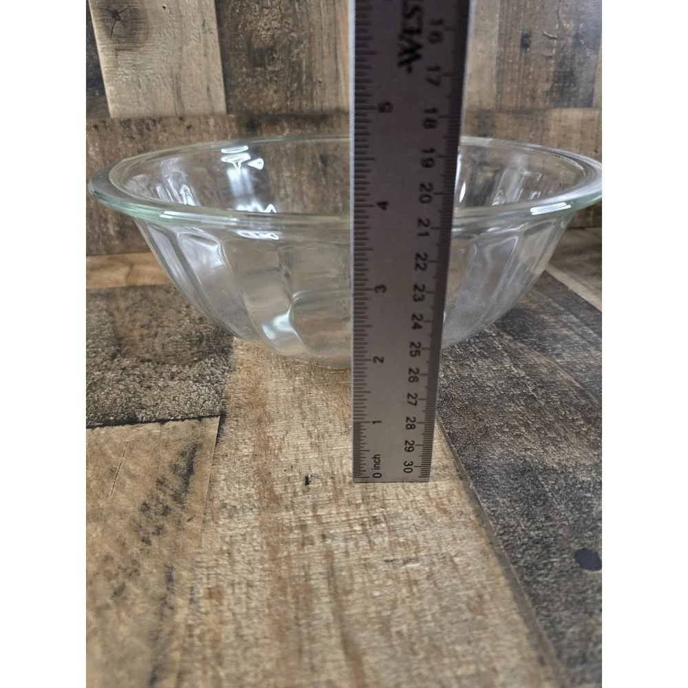 Pyrex 325 Clear Glass Mixing Bowl 2.5L Ribbed Fluted Vintage Made in USA 10 Inch